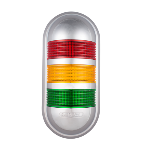 Wall mount LED signal light, Red/yellow/green color 3 stack, Steady, 24V AC/DC, IP65, Chrome plated cover
