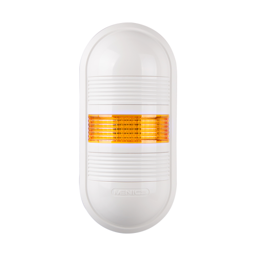 Wall mount LED signal light, Yellow color 1 stack, Steady/flash/80dB alarm, 24V AC/DC, IP65