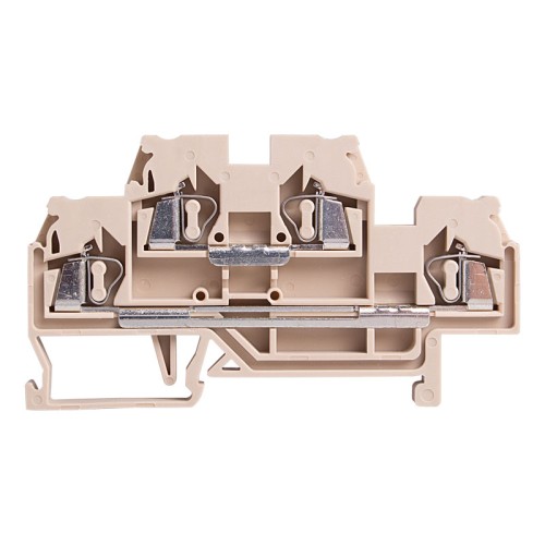 DIN Rail Terminal block, spring clamp, Double level, Feed through, L100xH59xW16mm, 600V 20A, 12-22 AWG, Beige color, 30pcs bundle