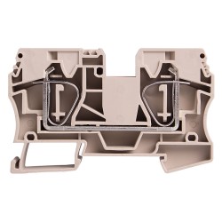 DIN Rail Terminal block, Spring clamp, Single level, Feed through, L82.5xH51xW12mm, 600V 60A, 4-14 AWG, Beige, 20pcs bundle