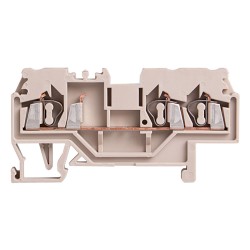 DIN Rail Terminal block, Spring clamp, Single level 3 poles, Feed through, L64xH35.5xW5mm, 600V 18A, 12-28 AWG, Beige, 50pcs bundle
