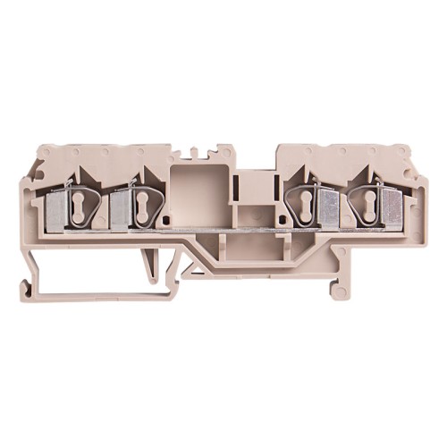 DIN Rail Terminal block, Spring clamp, Single level 4 poles, Feed through, L75xH35.5xW5mm, 600V 18A, 12-28 AWG, Beige, 50pcs bundle