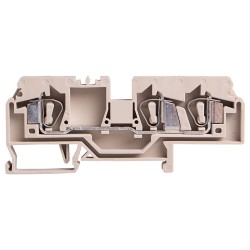 DIN Rail Terminal block, Spring clamp, Single level 3 poles, Feed through, L93xH40xW8mm, 600V 30A, 10-24 AWG, Beige, 30pcs bundle