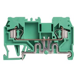 Ground Terminal block, spring clamp, 2 poles, L53xH35.5xW5mm, AWG 12-28, 8KV/3, Green/Yellow color, 10pcs bundle