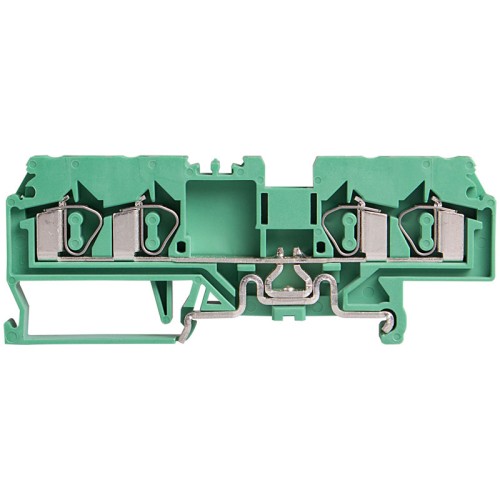 Ground Terminal block, spring clamp, 4 poles, L86xH36.5xW6mm, AWG 12-28, 8KV/3, Green/Yellow color, 10pcs bundle
