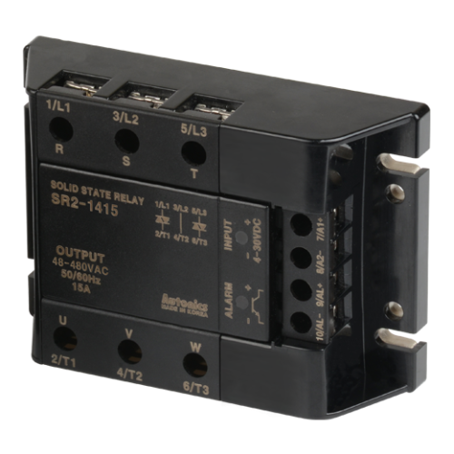 Solid state relay, 3-Phase(2-Pole), Input 4-30VDC, Load 48-480VAC, 15A, Zero Cross