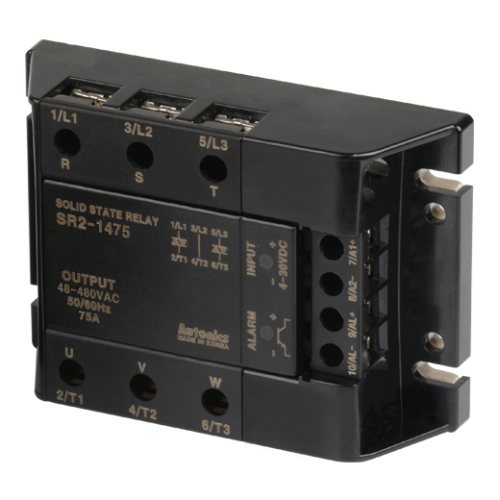 Solid state relay, 3-Phase(2-Pole), Input 4-30VDC, Load 48-480VAC, 75A, Zero Cross