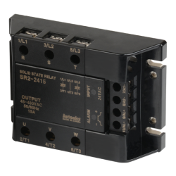 Solid state relay, 3-Phase(2-Pole), Input 24VAC, Load 48-480VAC, 15A, Zero Cross