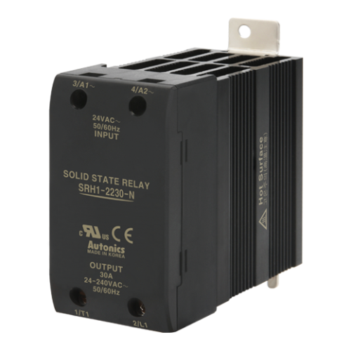 Solid state relay, Slim heatsink, Single phase, Input 24VAC, Load 24-240VAC, 30A, Zero cross (Old# SRH1-2230)