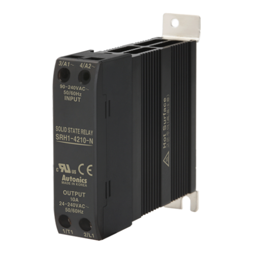 Solid state relay, Slim heatsink, Single phase, Input 90-240VAC, Load 24-240VAC, 10A, Zero cross (Old# SRH1-4210)