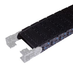 Cable carrier, Enclosed type, 120mm per link, W200 x H76mm inner room, 400 Bending radius, Both hinge open lids