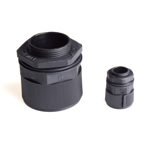 Tube connector, straight, PF G1 1/2" thread, Tube #48, Ø68xL72mm size, w/nut & rubber washer, Black
