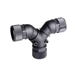 Tube distributor, T type, Tube #10x#10x#10, 26.6x26.6x26.6mm length, Ø23x23x23 dia., Black