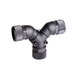 Tube distributor, T type, Tube #22x#22x#22, 33.3x33.3x33.3mm length, Ø41x41x41 dia., Black
