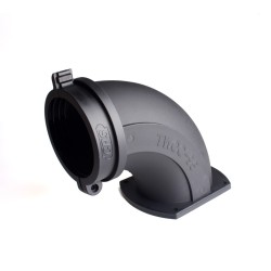 Tube connector, elbow 90 flange, Tube #70, 98x113mm flange, Ø121xL191.6mm size, Black