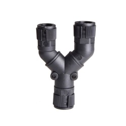 Tube distributor, Y type, 28x28xTube #22, 39x39x33.3mm length, Ø47x47x41 dia., Black