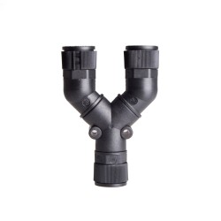 Tube distributor, Y type,12x10xTube #10, 26.6x26.6x26.6mm length, Ø25x23x23 dia., Black