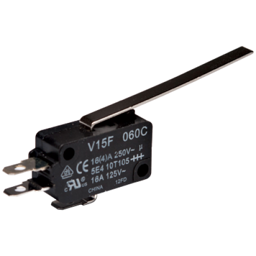 Micro Switch, Snap action with steel long lever, SPDT 15A 120VAC