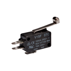 Micro Switch, Snap action with steel roller lever, SPDT 15A 120VAC
