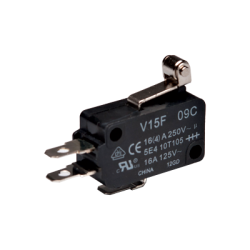 Micro Switch, Snap action with steel roller short lever, SPDT 15A 120VAC