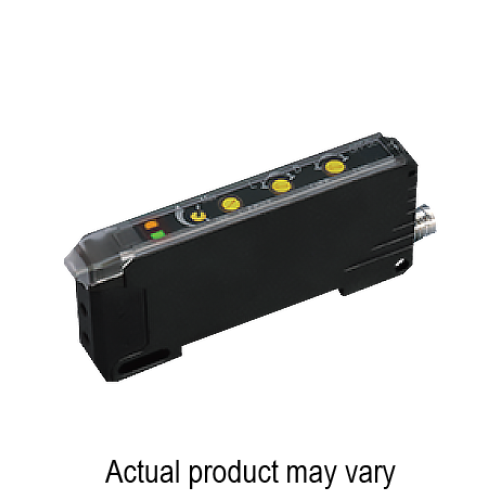 Fiber amplifier sensor, IP66, Red LED, Potentiometer, NPN, 12 - 24VDC, M8 connector