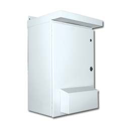 SCE steel vented enclosure, 0.075" Galvannealed steel, H29 x W24 x D12", White coating, installed 6" fan & filter, NEMA 3R