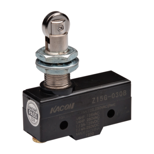 Limit Switch, 49.2x24.2x17.45mm Plastic (Phenol) body, 1 NO & NC w/ snap action, Panel mounting roller push plunger actuator
