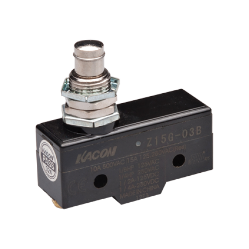 Limit Switch, 49.2x24.2x17.45mm Plastic (Phenol) body, 1 NO & NC w/ snap action, Panel mounting push plunger actuator