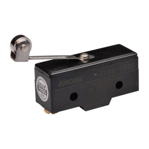 Limit Switch, 49.2x24.2x17.45mm Plastic (Phenol) body, 1 NO & NC w/ snap action, Hinge roller Lever actuator