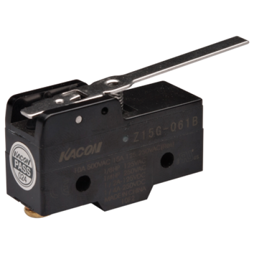 Limit Switch, 49.2x24.2x17.45mm Plastic (Phenol) body, 1 NO & NC w/ snap action, Middle Lever actuator