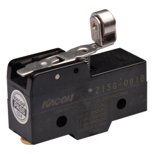 Limit Switch, 49.2x24.2x17.45mm Plastic (Phenol) body, 1 NO & NC w/ snap action, Cross roller short lever actuator Limit Switch, 49.2x24.2x17.45mm Plastic (Phenol) body, 1 NO & NC w/ snap action, Cross roller short lever actuator