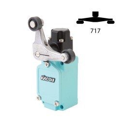 Limit Switch, 68.7x40x42mm Al die-casting body w/ PG13.5 Cable gland, IP67, 1 NO & 1 NC w/ Snap action, Yoke Roller lever actuator (Both outside)
