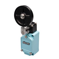 Limit Switch, 68.7x40x42mm Al die-casting body w/ PG13.5 Cable gland, IP67, 1 NO & 1 NC w/ Snap action, 50mm dia rubber Roller lever actuator
