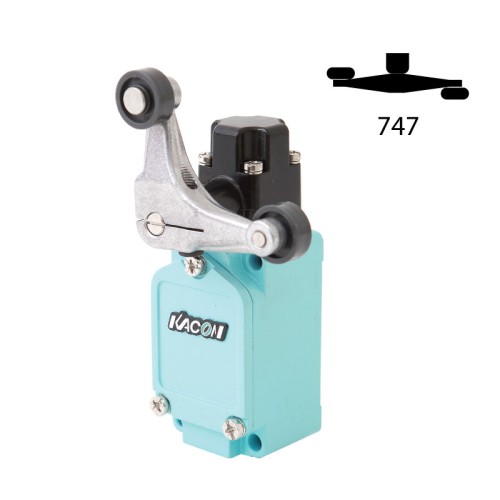 Limit Switch, 68.7x40x42mm Al die-casting body w/ PG13.5 Cable gland, IP67, 1 NO & 1 NC w/ Snap action, Yoke Roller lever actuator (Left in / Right out)