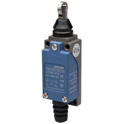 Limit Switch, 57x28x25mm Plastic cover/Al-die-casting body, 1 NO & 1 NC w/ Snap action, IP65, Cross roller plunger actuator