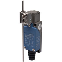 Limit Switch, 57x28x25mm Plastic cover/Al-die-casting body, 1 NO & 1 NC w/ Snap action, IP65, Adjustable rod lever actuator