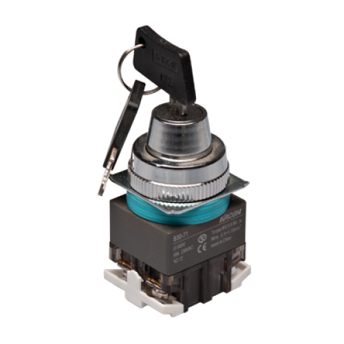 30mm 2 step Key Switch, Round head, IP63, 1NO 1NC