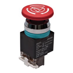 30mm E-Stop Switch, IP65, Latch, Red 40mm Round Head, 1NO 1NC. EN418 Safety Lock
