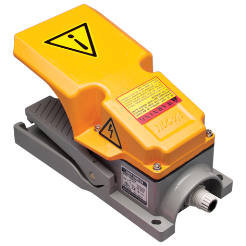 Foot Switch, Momentary, Aluminum Die-Casting Housing, Foot Guard, Yellow, IP65, 1NO 1NC, 15A 250VAC