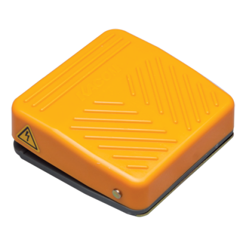 Foot Switch, Momentary, Plastic Yellow Housing, L80xW80xH32mm, IP54, 1NO 1NC, 16A 250VAC, 2m Cable