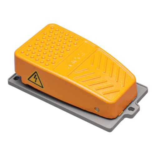 Foot Switch, Maintained, Aluminum Die-Casting Housing, Yellow, L135xW71xH41.7mm, IP54, 1NO 1NC, 16A 250VAC, 2m Cable