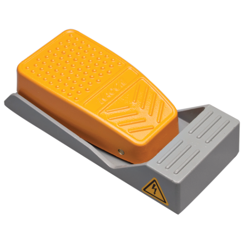 Foot Switch, Momentary, Aluminum Die-Casting Housing w/ Foot Balance Base, Yellow, L165.7xW76xH42.9mm, IP54, 1NO 1NC, 16A 250VAC, 2m Cable