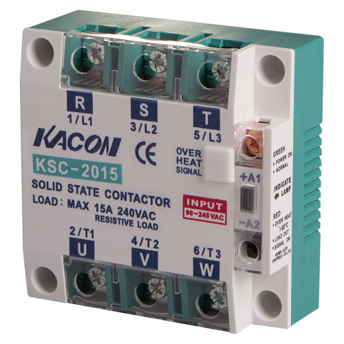 Solid state relay, Over temperature alarm, Three phase, Zerocross, Input 90-240VAC, Load Voltage 90-240VAC, 15A