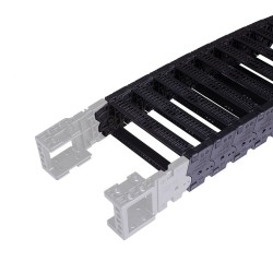 Cable carrier, High speed/Low noise type, 75mm per link, W75 x H78mm inner room, 230 Bending radius, Both hinge open lids