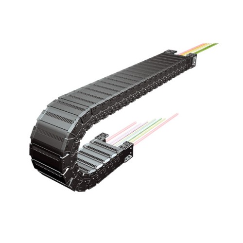 Cable carrier, High speed/Low noise & enclosure type, 28mm per link, W35 x H26mm inner room, 86 Bending radius, hinge open lids