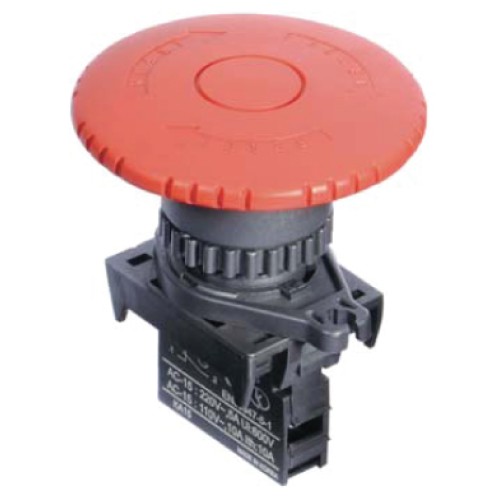 22/25mm Emergency switch, 1(NC) contact, 110/220VAC, 60mm Cap (See Plate MP-25-L)