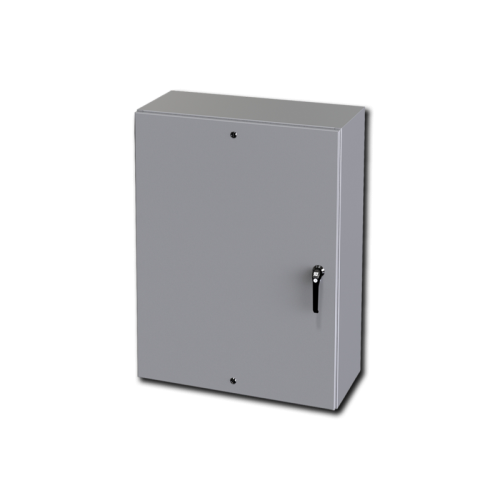 SCE steel junction enclosure, 0.075" carbon steel, H48 x W36 x D12", Gray coating, Concealed hinge & Padlocking Handl, NEMA 4 & 12 & 13